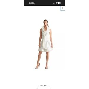 Ivy + Blu White Ruffle Collar Sleeveless Dress Size 8 Party Cocktail